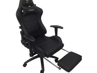 Silla Gamer Sate Negra y Dorado Premium (A-GC8711) + Pies
