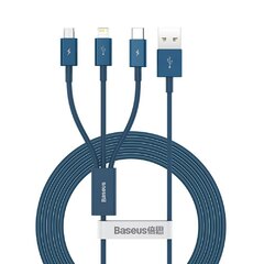 Cable Baseus 3 en 1 USB-A a Micro USB/Lightning /USB-C (A01086) Blue