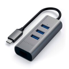 Hub Satechi adaptador 3 puertos USB-A + Ethernet (A01038) Space Gray