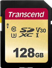 Memoria SD Transcend 128gb UHS-I U3 MLC Clase 10 4K (TS128GSDC500S)