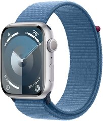 Apple Watch Series 9 45mm (MR9F3LL/A) Silver Aluminum Case with Blue Sport Loop