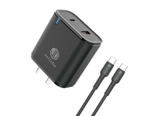 Cargador Rapido Usb Jd T-22 20w Negro Cable Tipo C a Tipo C