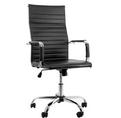 Silla de escritorio cromada JD 329H con cuero sintetico Negra