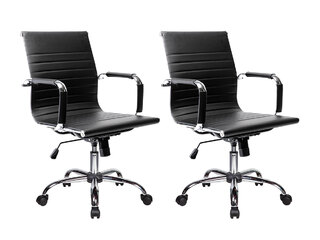 Silla de escritorio cromada JD 316M con cuero sintetico negro (Pack x 2u)