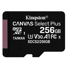 Micro SDHC Kingston 256GB Clase 10 UHS-I (U1) 100MB/s Canvas Plus (con Adaptador)