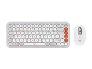 Teclado + Mouse Logitech Pop Icon Blanco Crudo + Naranja (920-013055) Español