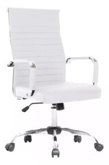 Silla de escritorio cromada JD 329H con cuero sintetico Blanca
