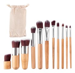 Brochas para Maquillaje Gadnic Bambú x 11 + Bolso