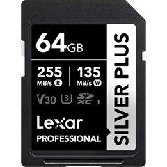 Memoria SD Lexar Professional Silver Plus SDXC 64GB 255 mb/s (LSDSIPL064G-BNNNG)