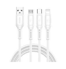 Cable de goma Wiwu Starlink (3 en 1) USB-A a Micro-Usb/Usb-C/Lightning 1.2 Metro White (Wi-C045E)