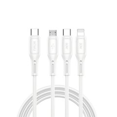 Cable de goma Wiwu Starlink (3 en 1) USB-C a Micro-Usb/Usb-C/Lightning 1.2 Metro 60W White (Wi-C046E)